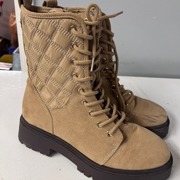 ladies joe fresh lace up combat boots size 8 tan - Picture 1 of 3